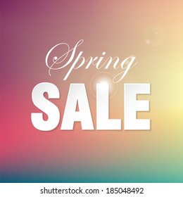 Spring  sale. Blurry unfocused vector spring poster
