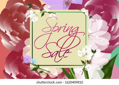 Spring sale, bright beautiful flowers.