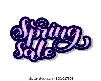 Spring sale brush lettering. Vector illustration for banner or poster
