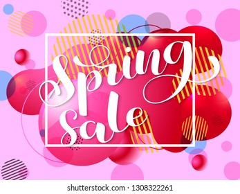 Spring sale brush lettering. Vector illustration for banner or poster
