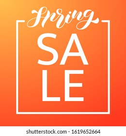 Spring Sale brush lettering. Vector stock illustration for banner