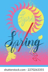 Spring Sale calligraphic vintage grunge style poster design. Vector illustration.