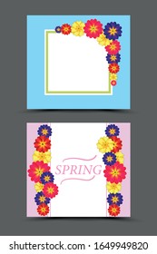 Spring sale, card backgroung banners with beautiful colorful primrose spring flowers, vector illustration