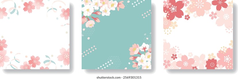 Spring Sale and Cherry Blossom Design Template | Elegant and gorgeous promotional material ( vector material set Copy Space )