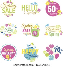 Spring Sale Colorful Design Elements - Labels and Badges