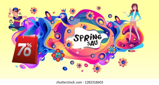 Spring Sale Colorful Special Discount Banner and Illustration
