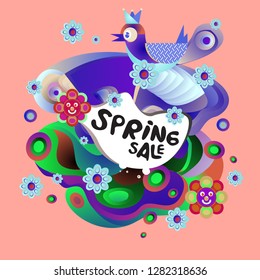 Spring Sale Colorful Special Discount Banner and Illustration

