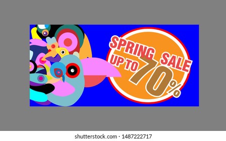 Spring Sale Colorful Special Discount Banner, Background and Vector Illustration