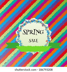 spring sale colorful vector background and ribbon