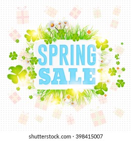 Spring Sale Concept Ad Background, Vector Web Banner Design