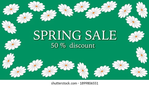 Spring sale concept banner vector illustration