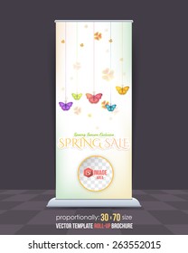 Spring Sale Concept Roll-Up Banner Design, Advertising Vector Template 