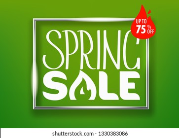 Spring sale concept. Vector lettering shopping banner