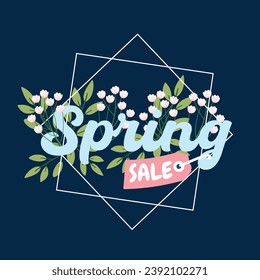 Spring sale cover banner with blooming flowers background template. For template, banners, wallpaper, flyers, invitation, posters, brochure, voucher