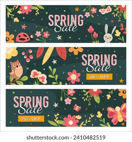 Spring Sale with Cute Animal Banner