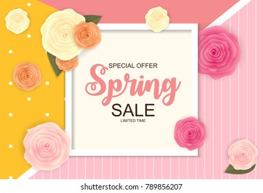 Spring Sale Cute Background with Flowers. Vector Illustration EPS10 Spring Sale Cute Background with Flowers. Vector Illustration EPS10
