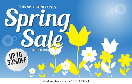 Spring Sale Design Background For Banner. Vector illustration. 