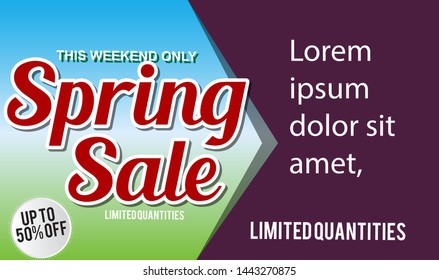 Spring Sale Design Background For Banner. Vector illustration. 