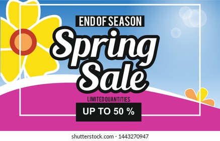 Spring Sale Design Background For Banner. Vector illustration. 