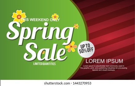 Spring Sale Design Background For Banner. Vector illustration. 