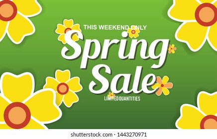 Spring Sale Design Background For Banner. Vector illustration. 