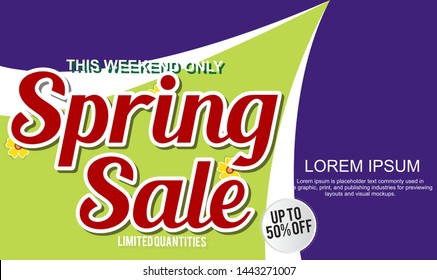 Spring Sale Design Background For Banner. Vector illustration. 