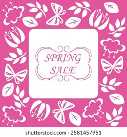 It's spring sale design. Butterflies and Flowers. 