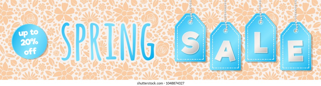Spring Sale - design of a panoramic header. Vector.