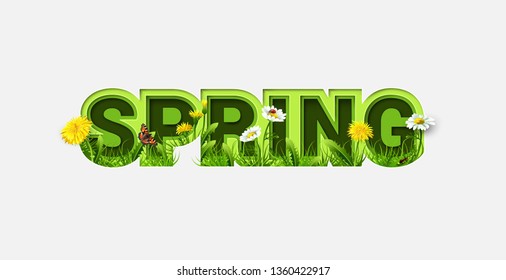 Spring Sale Design with Refreshing Spring Flowers on Light Background. Trendy Origami Paper Cut Style. Spring Vector Illustration for Coupon, Voucher, Poster, Banner.