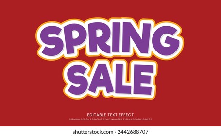 spring sale editable 3d text effect template bold typography and abstract style