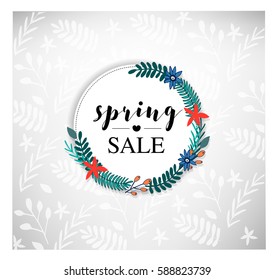 spring sale frame with pattern
