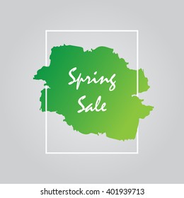 Spring sale green background, vector design for headline, logo and banner.
