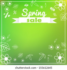 Spring SALE green decorative retro banner VECTOR