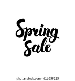 Spring Sale Handwritten Calligraphy. Vector Illustration of Ink Brush Lettering Isolated over White Background.