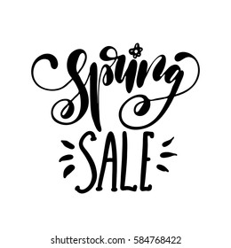 Spring sale handwritten lettering design. Vector illustration.