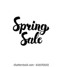 Spring Sale Handwritten Lettering. Vector Illustration of Brushpen Calligraphy Isolated over White Background.
