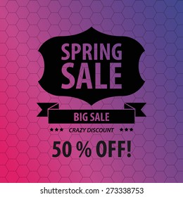 Spring sale hexagonal background. Vintage badge. Vector