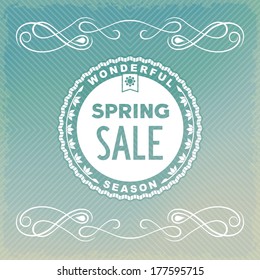 Spring SALE label design on beautiful ornament background. Vector eps10 
