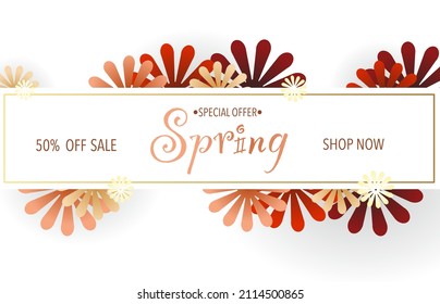 Spring sale label tag background with sweet color tone flowers.