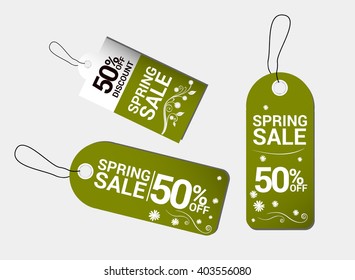 spring sale, sale labels set.