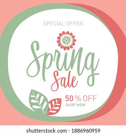 spring sale lettering background vector illustration