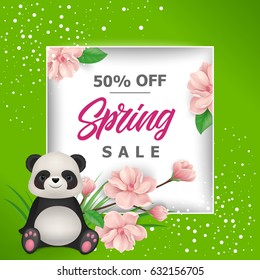 Spring Sale Lettering in Frame and Panda