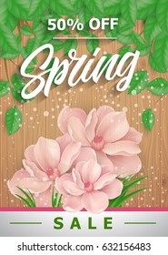 Spring Sale Lettering With Leaves