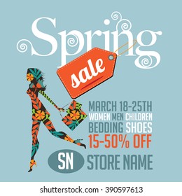 Spring sale marketing template with copy space. EPS 10 vector.