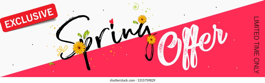 Spring sale offer background with beautiful colorful flower. Vector illustration template.banners.Wallpaper.flyers, invitation, posters, brochure, voucher discount. - Vector