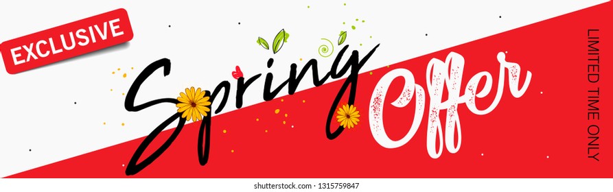 Spring sale offer background with beautiful colorful flower. Vector illustration template.banners.Wallpaper.flyers, invitation, posters, brochure, voucher discount. - Vector