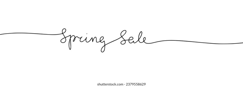 Spring Sale one line continuous text banner. Spring short phrase as banner concept. Vector illustration.