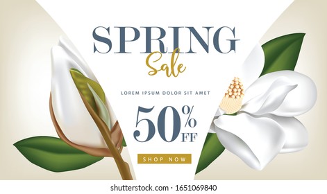 Spring Sale Poster With Beautiful Blossom Flowers