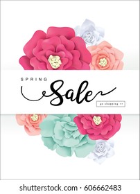 Spring sale poster with beautiful blossom flowers