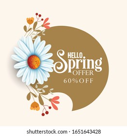 Spring Sale Poster Design with beautiful,spring plants, leaves and flowers decoration